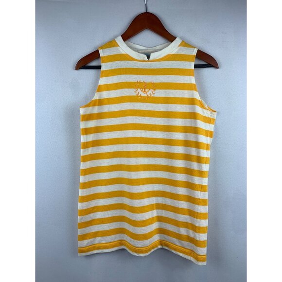 Nautical Yellow & White Striped Sleeveless Tank Top - Picture 1 of 6